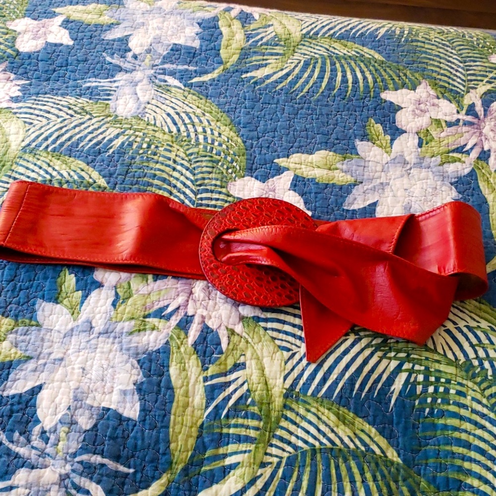 80’s Red Leather Wrap Belt